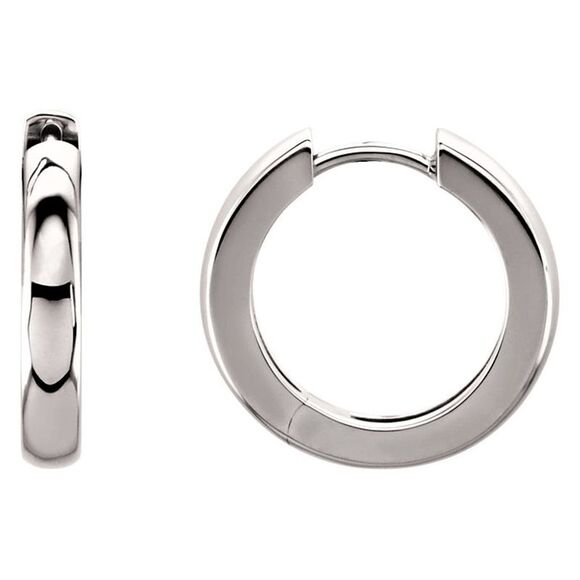3 x 17.5mm (1/8 x 5/8 Inch) 14k White Gold Hinged Round Hoop Earrings - Picture 2 of 3